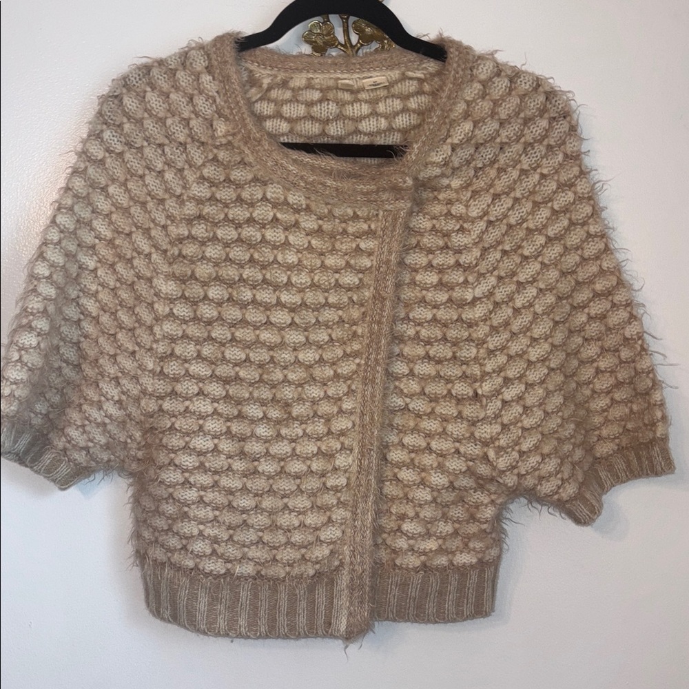 Moth Anthropologie Tan Empyreal Cardigan Wool Angora Blend